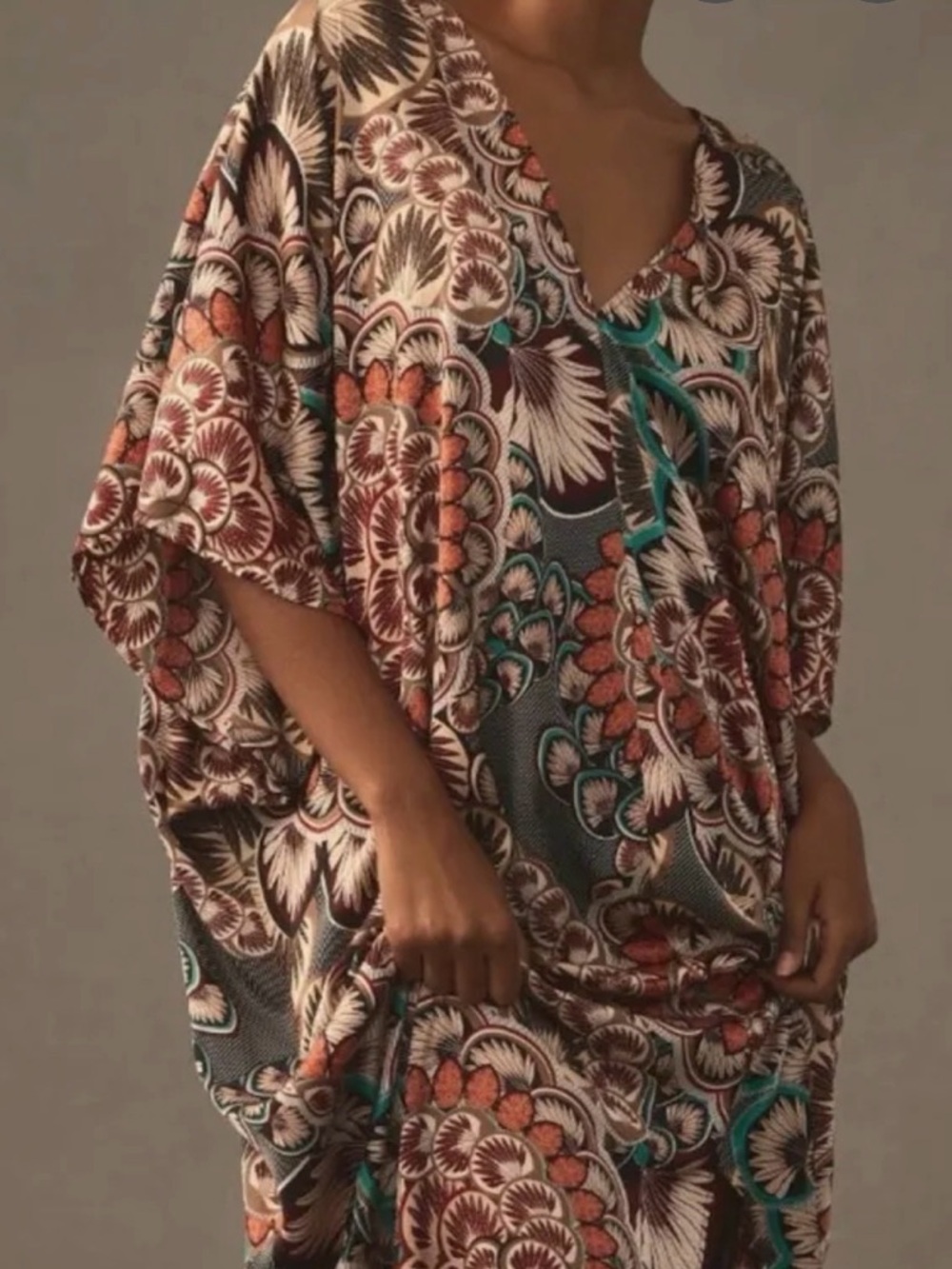 Traffic People Brown & Teal Kimono one size.